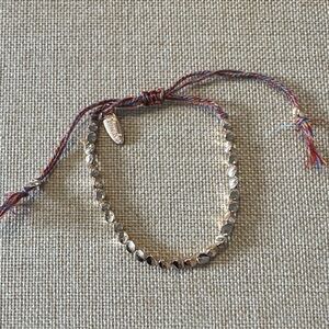Gold Beaded Bracelet with Multicolor Cord